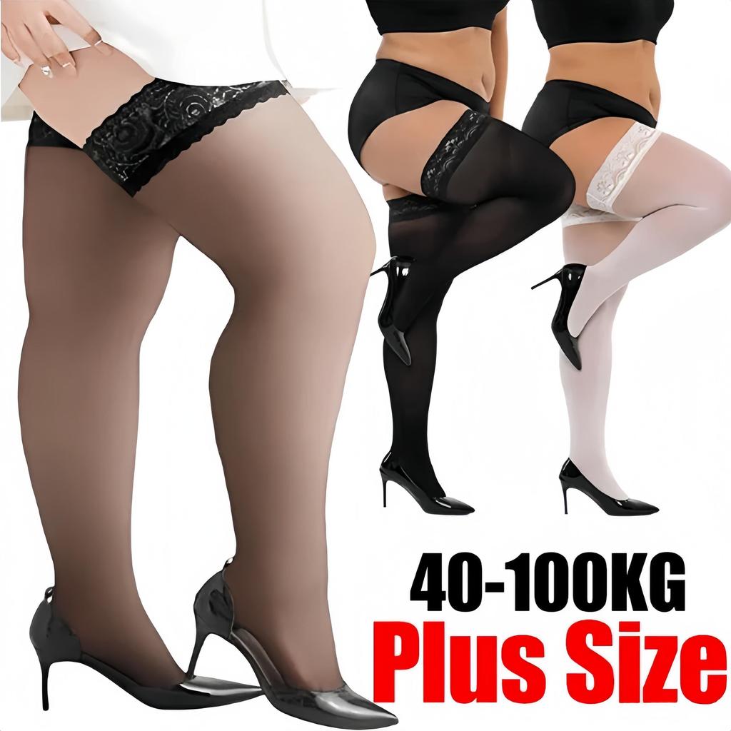 Plus Size Sexy Lace Thigh High Knee Stockings Lingerie Women Transparent High Elastic Nylon Lace Stocking Woman Fishnet