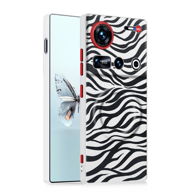 Для ZTE nubia Z70 Ultra и Z70S Ultra Чехол Корова Зебра Кожа Магнитная Застежка Ключи Рамка для Камеры Защита от Отпечатков Пальцев Мягкий Чехол
