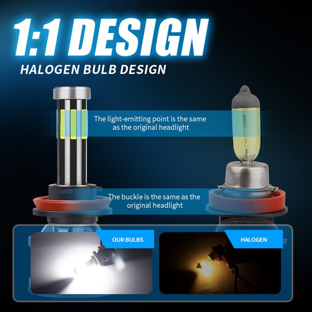 2X 8-сторонняя светодиодная лампа H7, светодиодные лампы H4, H11, H9, H8, автомобильные фары 9005, HB3, 9006, HB4, 6000K, автомобильные лампочки 50 Вт, 360 градусов, дальний и ближний свет 12 В