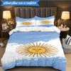 3PCS Argentina Flag Design Bedding Set 2D Printing (Includes 1 Duvet Cover + 2 Pillowcases Coreless), Bedroom decor,Fan gift