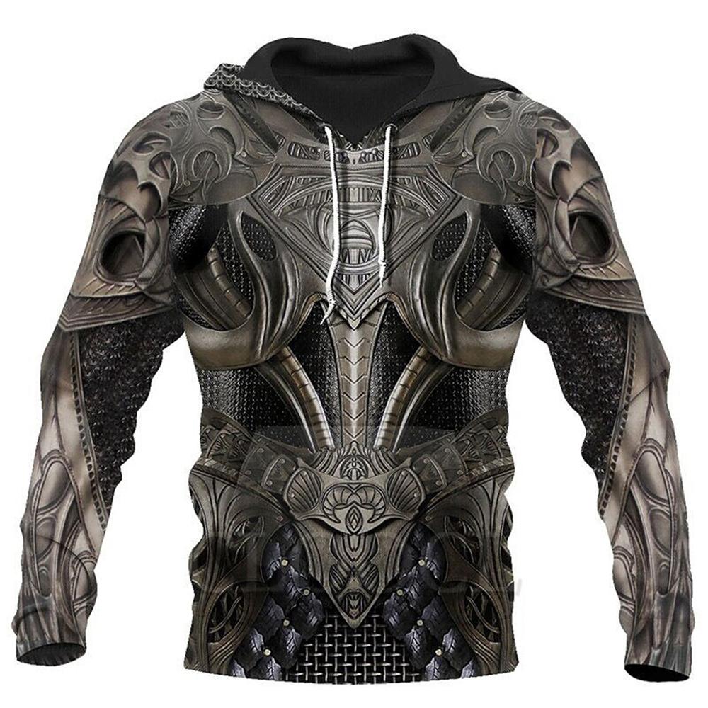 Vintage Hoodies Men'S Hoodie 3d Medieval Armor Print Pullover Oversized Men Clothing Tops Male Spring Fall Loose Vintage Clothes