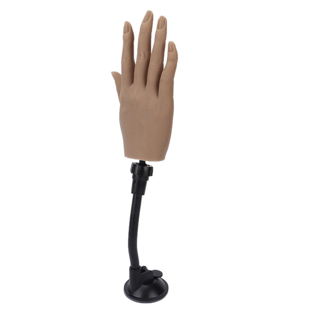 Fake Hand Model Silicone Reusable Nail Art Practice Hand with Fixing Rack for Beginner Practice
