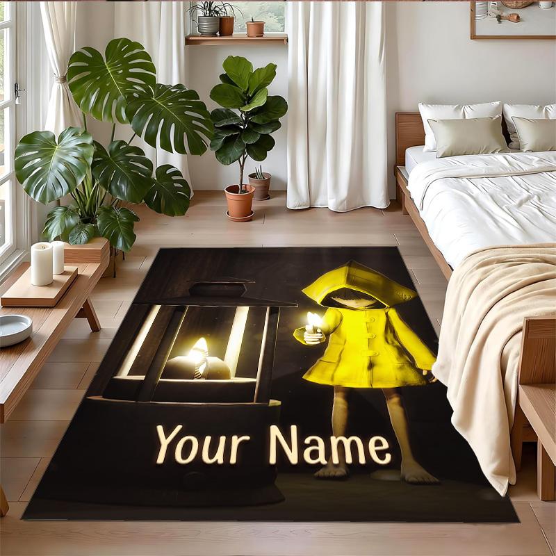 Crystal Velvet Rug Custom Name Text, Soft Non Slip Floor Mat Home DecorLittle Nightmares Six Mono