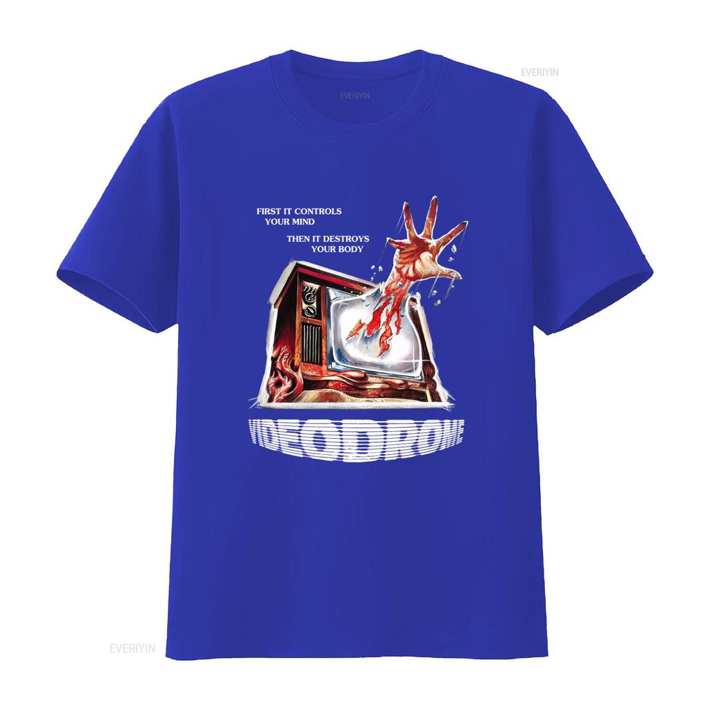 Videodrome Horror Movie T Shirt Vintage Style with Creepy TV and Hand Design Perfect for Fans vintage Washed fashion homme