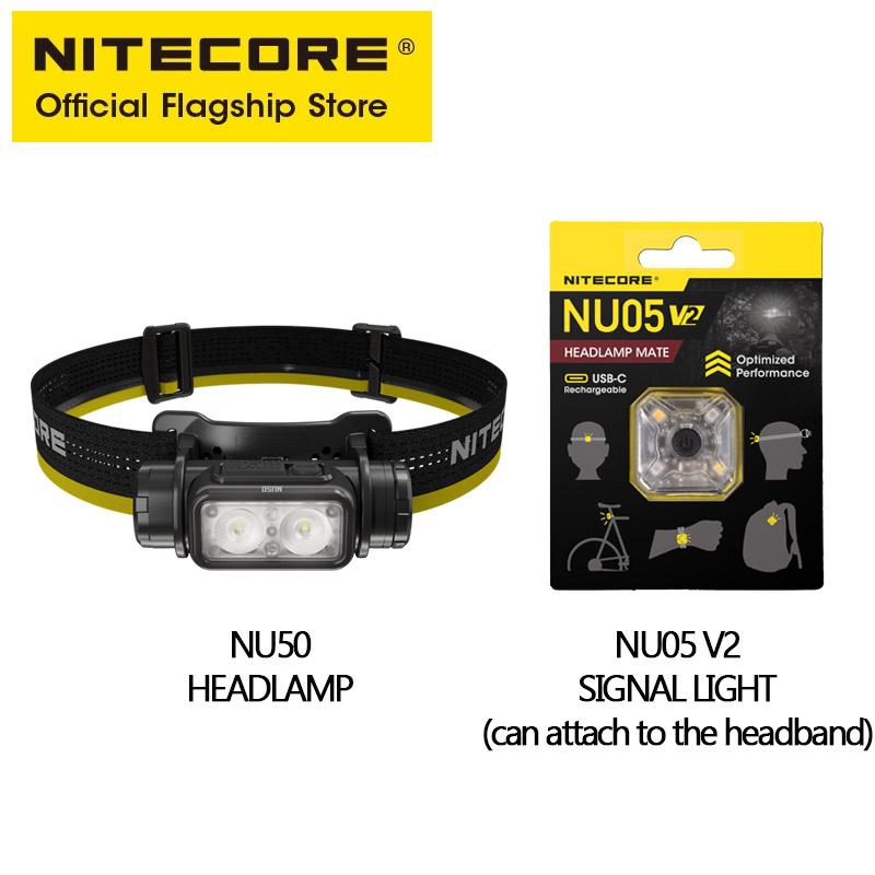 NITECORE NU50 USB-C Rechargeable Headlamp Running Cycling Work Fishing Trekking Headlight 1400 Lumens, Built in 21700 Battery