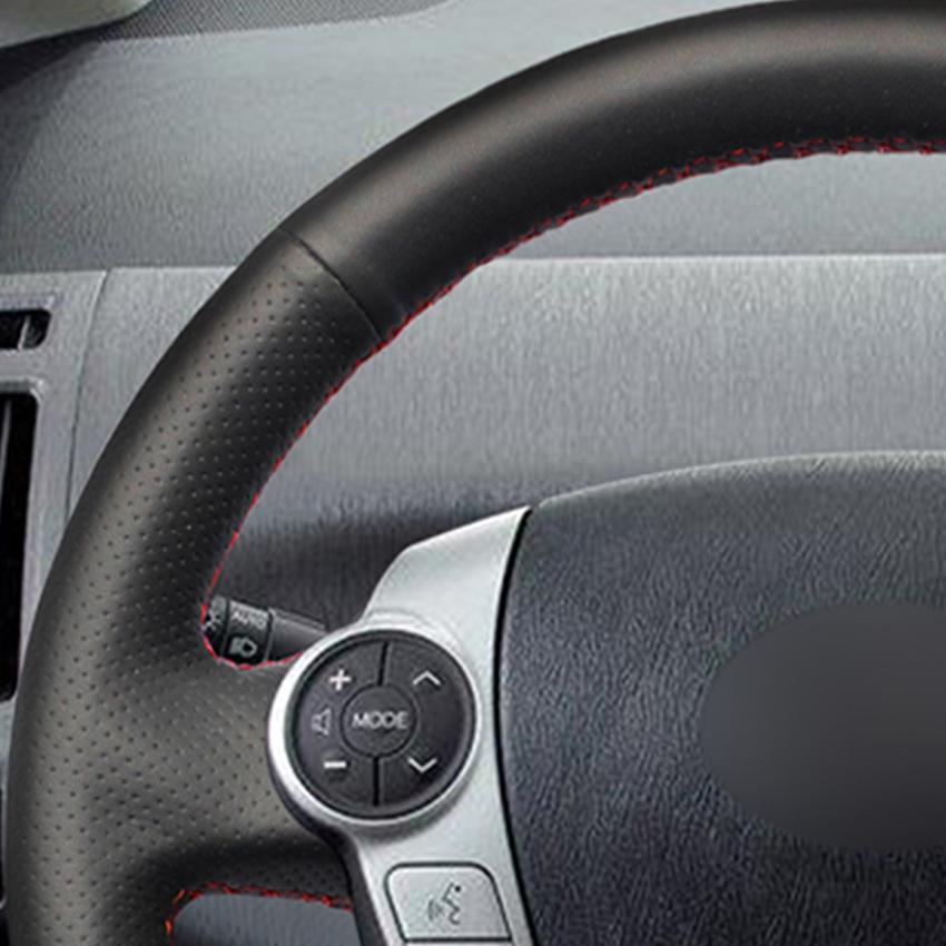 Black Faux Leather Car Steering Wheel Cover for Toyota Prius 30 XW30 Prius+ Prius C V 2009-2020 Aqua 2014-2015