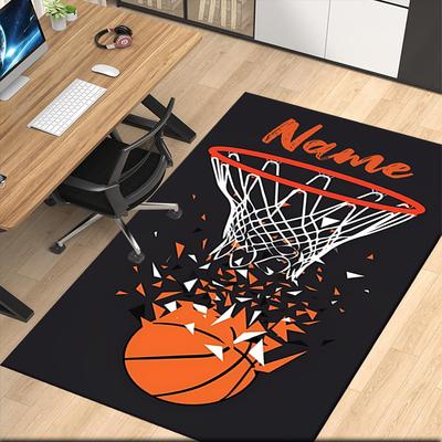 Custom Name Basketball Printed Carpet, for Office Chair Living Room Bedroom Kitchen Room Decor Gifts.