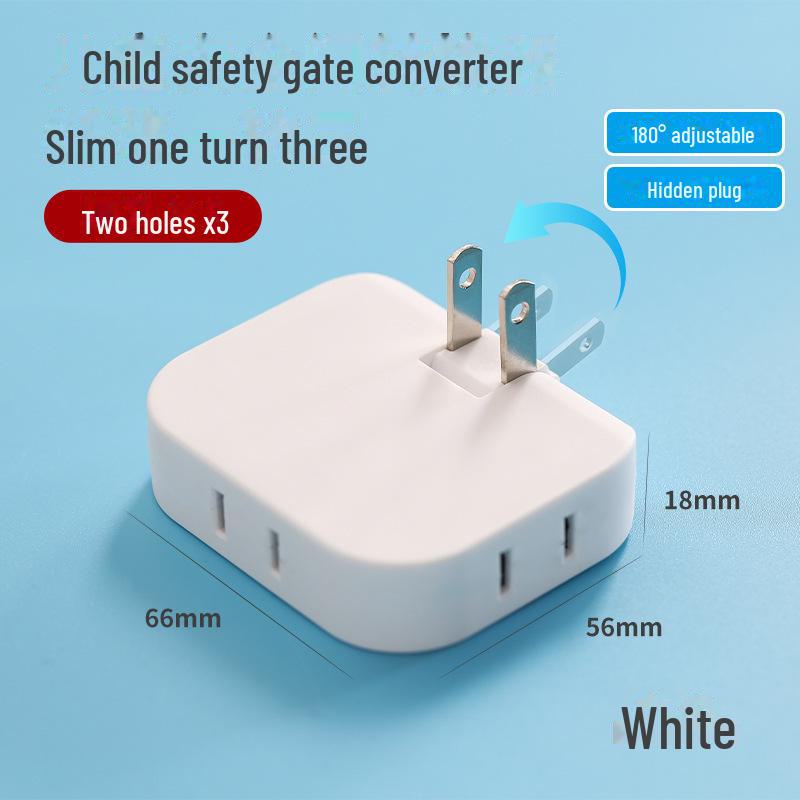 Вращающийся на 180° двухконтактный разъем-конвертер: Преобразует одну розетку в три с помощью конструкции с двумя головками