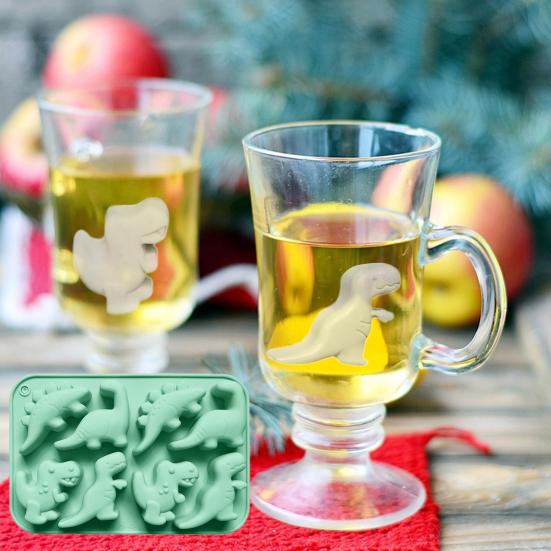 Dinosaur Silicone Mold Ice Cube Tray Flexible Fondant Chocolate Candy Mold Biscuit Cake Candle Soap Mold Easy Release Pastry DIY Tools