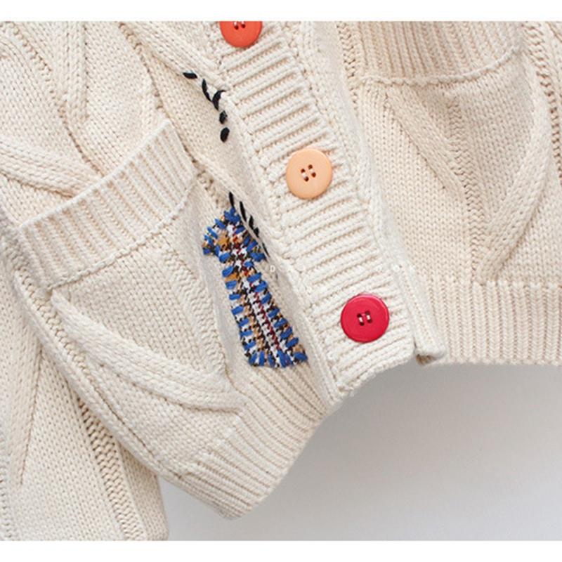 Женский свитер осень-зима с вышивкой, V-образным вырезом, длинным рукавом, буквенным узором, карманом, свободная трикотажная куртка, теплый кардиган