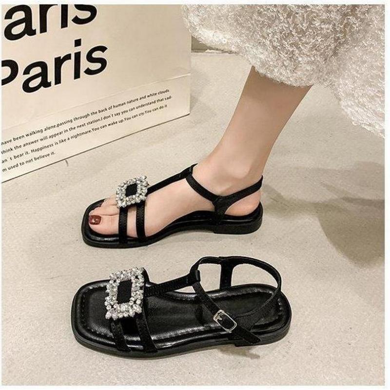 2025 Summer Gladiator Women Sandals Elegant Narrow Band Open Toe Shoes Ladies Comfort Flats Beach Sandalias Slides Shoes