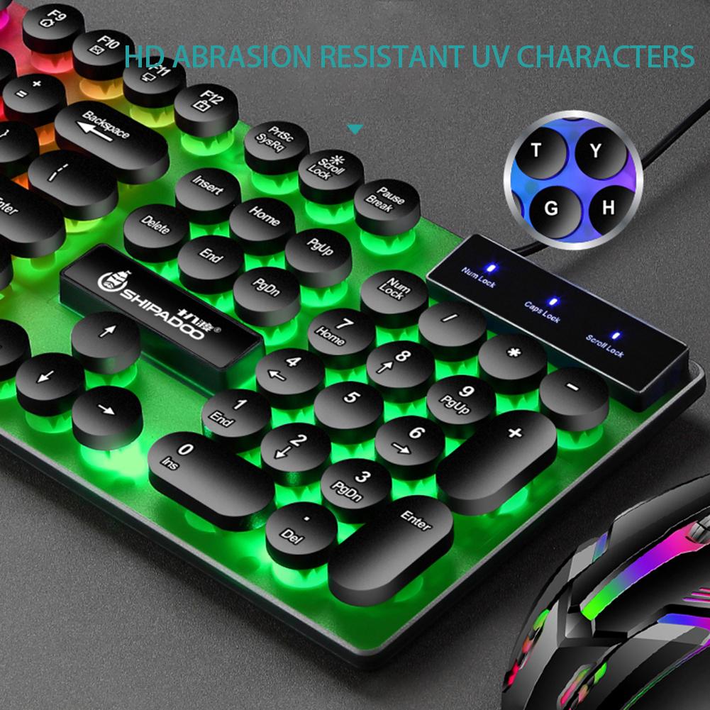 Проводная игровая клавиатура, мышь, комбинированная игровая мышь, круглая клавиатура в стиле ретро в стиле ретро