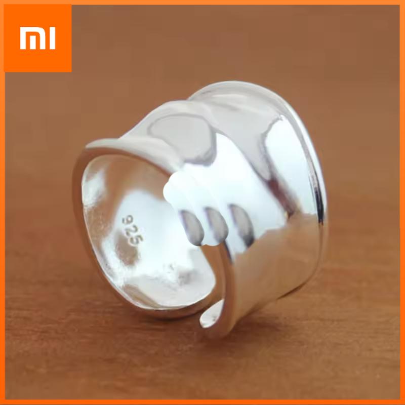 Xiaomi Кольца из стерлингового серебра 925 пробы для женщин, пары, минималистичные, ручной работы, простые, широкие, гладкие, ювелирные изделия для вечеринки, подарок, предотвращение аллергии