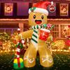 Lighted Christmas Inflatable Figurine Large Cute Blow Up Snowman Penguin Gingerbread Man Santa Ornaments with Built-in LED Light for Lawn Garden