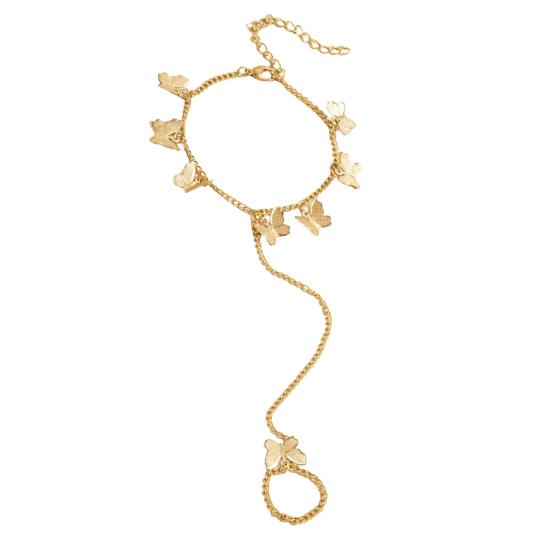 Женский браслет в форме бабочки из нержавеющей стали, индивидуальный однотонный женский аксессуар для кольца на палец