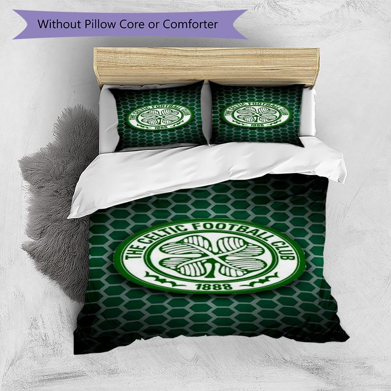Celtic Football Club Crest Printed Pattern Duvet Cover Set – includes 1 duvet cover and 2 matching pillowcases Bedroom decor Christmas gifts