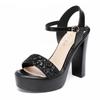 Ankle Strap Square High Heels Women Summer  Roman Sliver Gold Sandals Large Size Thick Platform Shoes For Female A0027