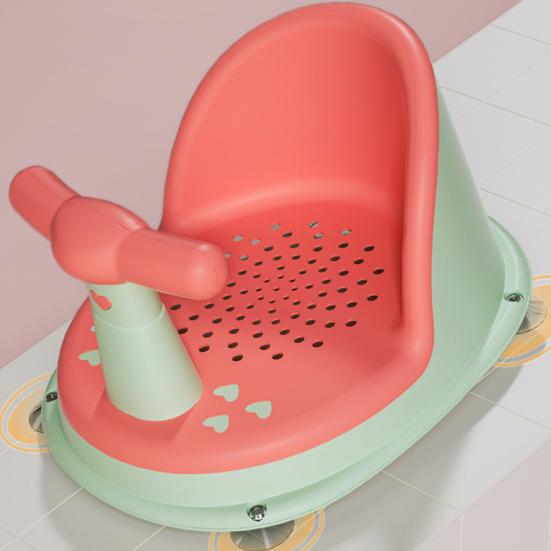 Baby Bath Chair Ergonomic Backrest Armrests Drainage Net Non-Slip Baby Shower Seat