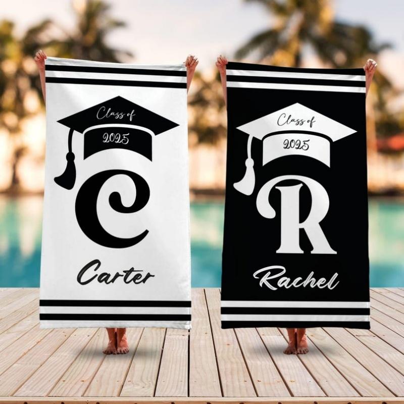 Class Of 2025 Graduation Gifts Grad Custom Beach Towel Pool Party Towel Personalized Graduation Trip Gifts