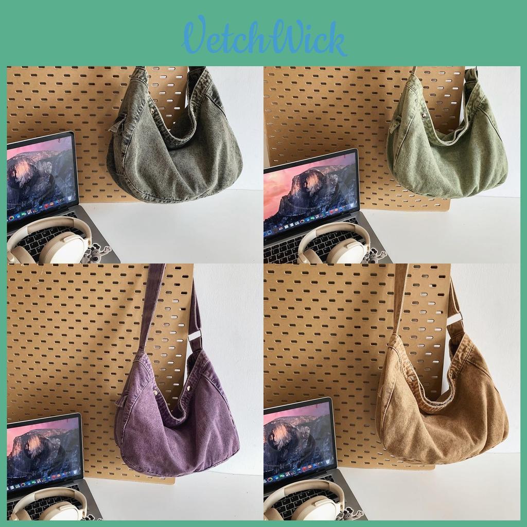 Retro Style Canvas Shoulder Bag For Women Soft Top Handle Daily Use