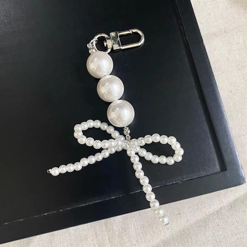 Брелок для ключей Ins Style Bowknot Pearls Metal Love Phone Подвеска для наушников Чехол для сумки Декор Брелок для ключей от автомобиля