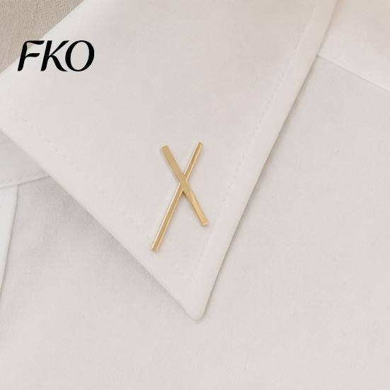 Stable Buckle Brooch 2Pcs Men Suit Brooch, X-Shaped Lapel Pin with Safety Pin, Zinc Double-bar Crossed Alloy Electroplated Metal Badge for