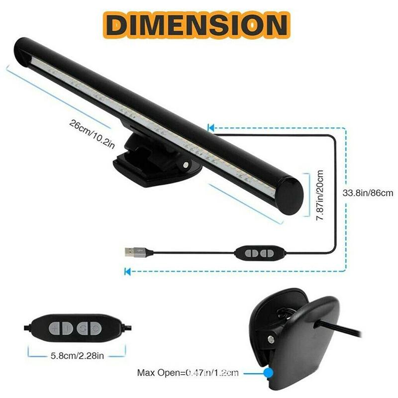 Светодиодный USB-светильник с регулируемой яркостью для электронного чтения, настольный светильник, зажим для экрана компьютера, лампа