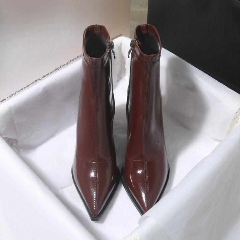 Модные ботильоны Кожа Теплый коричневый Мех Британский стиль Женские короткие туфли Тренд 2025 Новинка в обуви Рок Распродажа Горячие ПУ ботильоны для женщин