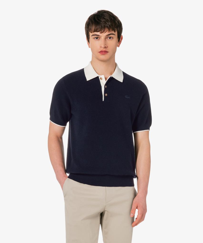 LACOSTE Men'S Rib Collar Spun Yarn Short Sleeve Sweater Polo Shirt Ph943E-56G 166
