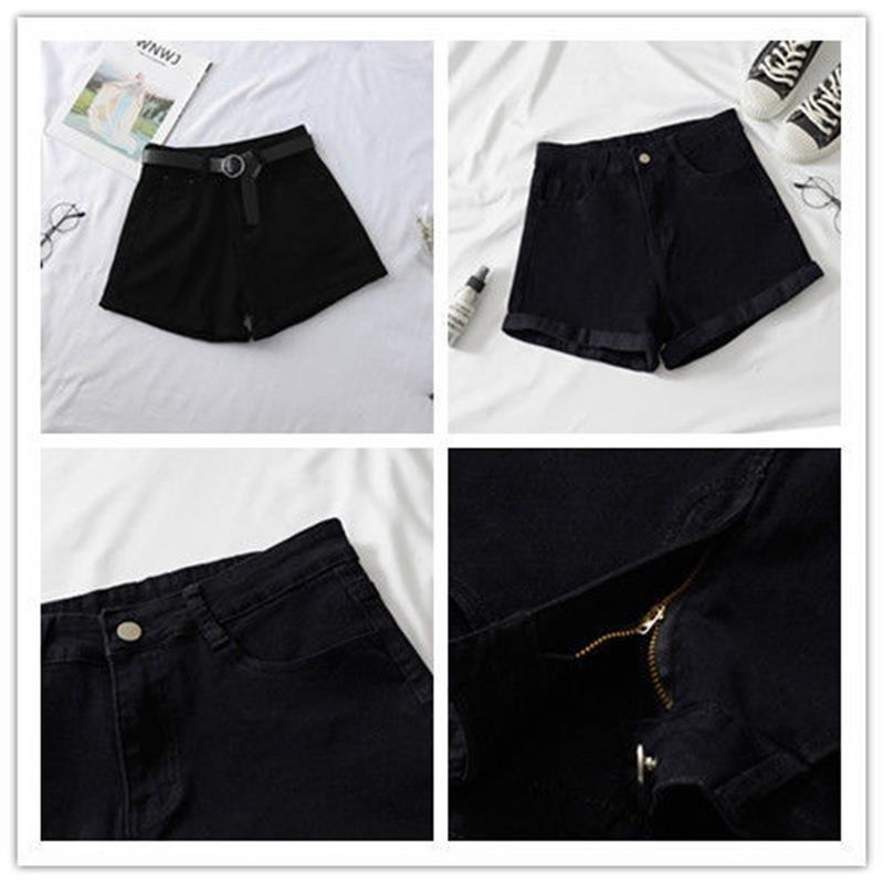 Высокая талия завитые края джинсовые шорты женские летние платья новые корейские версии студентов свободные для похудения
