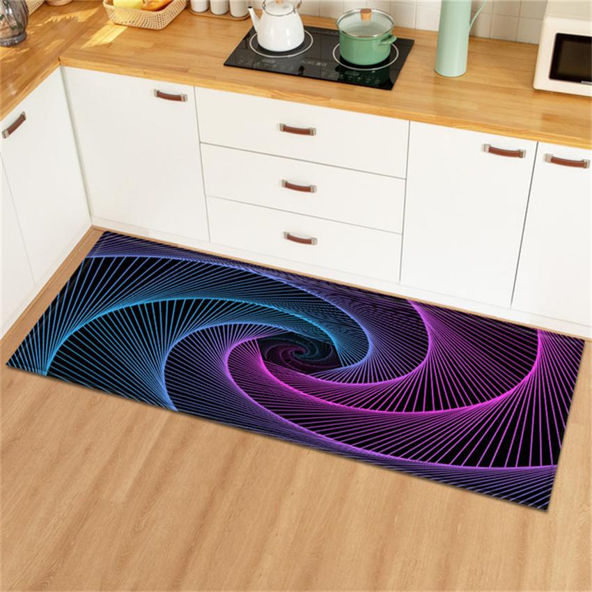 Magic Photo Rug for Kitchen Entrance Doormat 3D Vortex Illusion Pattern Printed Dining Room Rugs Multicolour Home Decoration
