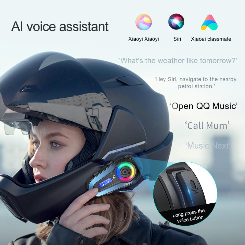 Мотошлем Q08 Max с Bluetooth-интеркомом, летний, с ЖК-дисплеем HD, функциями обмена музыкой, дальностью связи 500 метров, водонепроницаемый