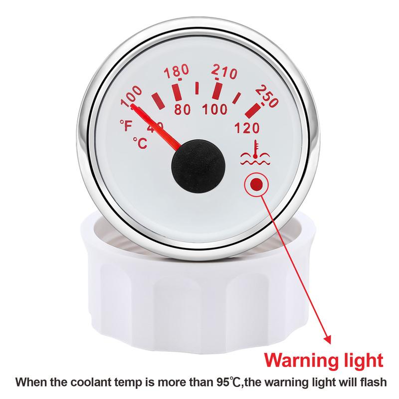 40~120℃ 100~250℉ Water Temperature Gauge with Alarm 2" 52mm Water Temp Meter Red Backlight for Auto Car Boat Yacht 12V24V custom