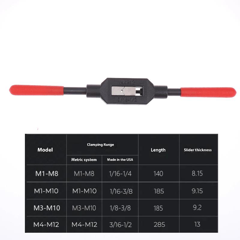 Регулируемая рукоятка воротка для метчиков M1-M8/M1-M10/M3-M10/M4-M12, метрические метчики, сверхотвердая высокоуглеродистая сталь, развертка для метчиков, ручные инструменты