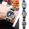 Men Quartz Watch Round Dial Alloy No Delay Adjustable Faux Leather Strap Time-checking High Accuracy