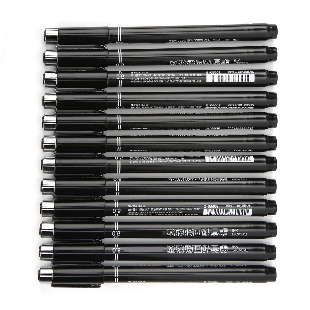 12 шт. Ручка для рисования линий, пишет гладко, хорошо водостойкая, не выцветает, не оставляет пятен, не кровоточит, тонкие ручки для