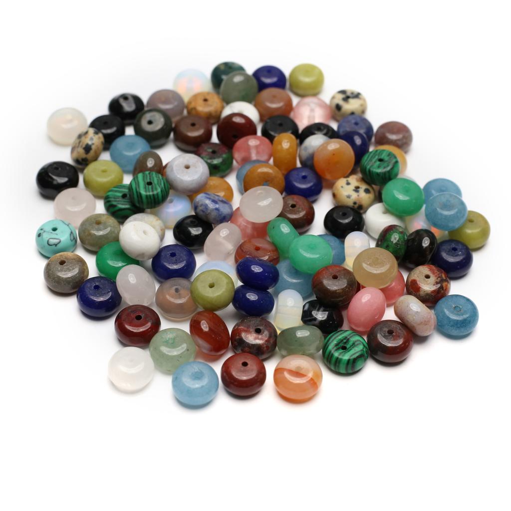 10Pcs Natural Stone Beads with Hole,Button Shape Crystal Sand Stone Gems Loose Beads for Jewelry Making DIY Necklaces Bracelets Earrings Accessories