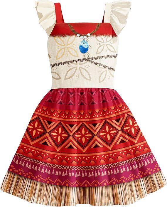 Летнее новое платье с бахромой для косплея Моаны в океанском стиле, модное милое платье для выступлений для девочек