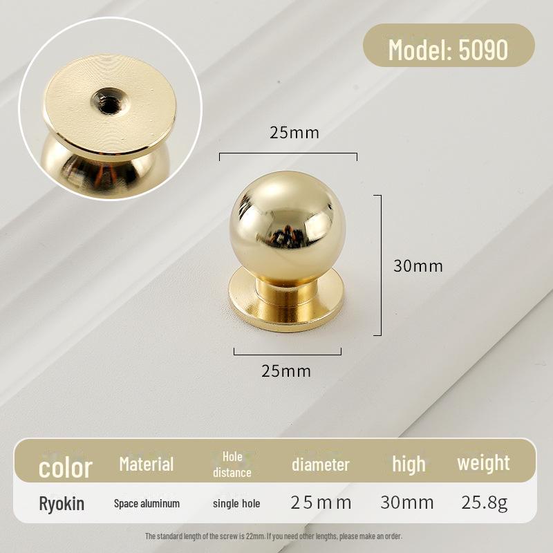 Золотая круглая ручка для ящика класса люкс с одним отверстием для современных простых шкафов