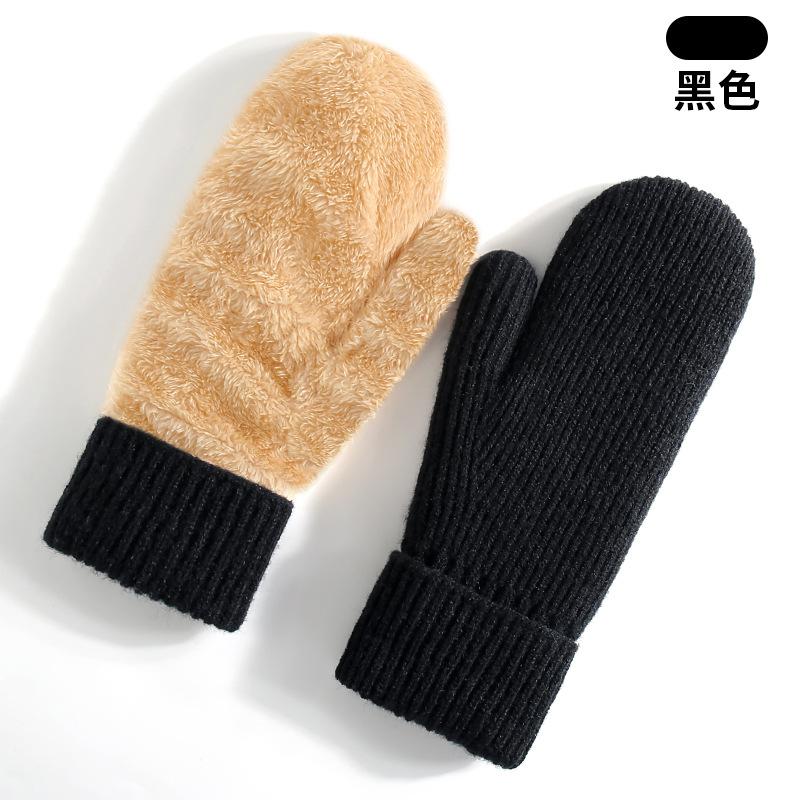 New Winter Thermal Gloves Women's Fleece Thickened Mittens Cycling Skiing Wool, Bag Cover Knitted Gloves