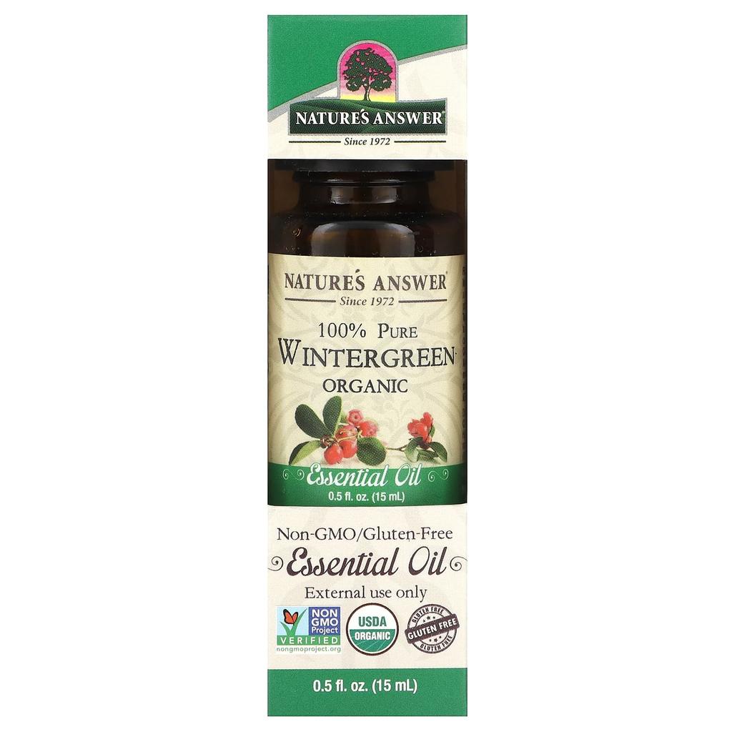 Nature's Answer 100% Pure Organic Essential Oil, Wintergreen, 15 Ml (0.5 Fl Oz)