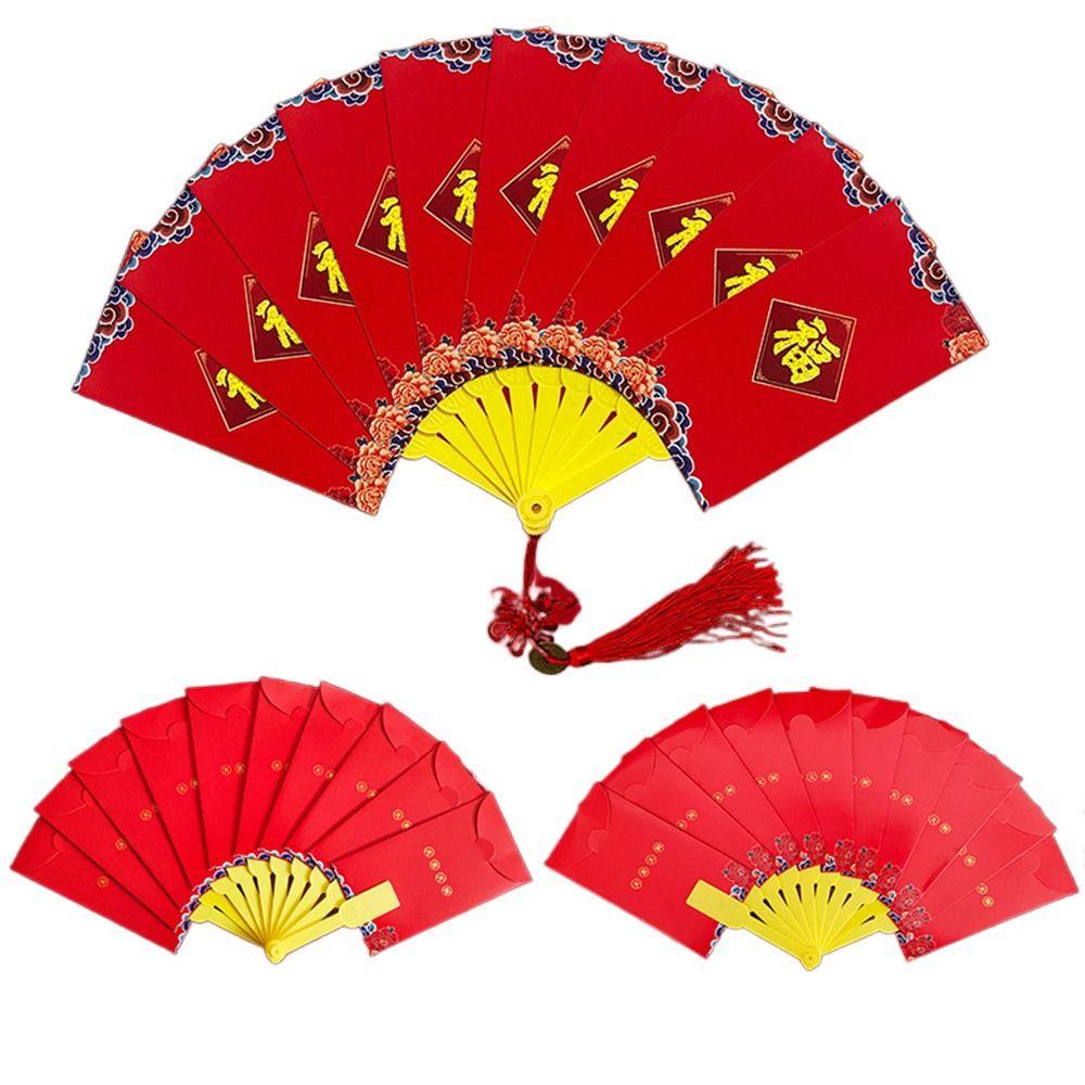 Money Red Pocket Fan Shape Red Envelope New Year Packet Best Wishes New Year Money Pocket Good Luck Lucky Money