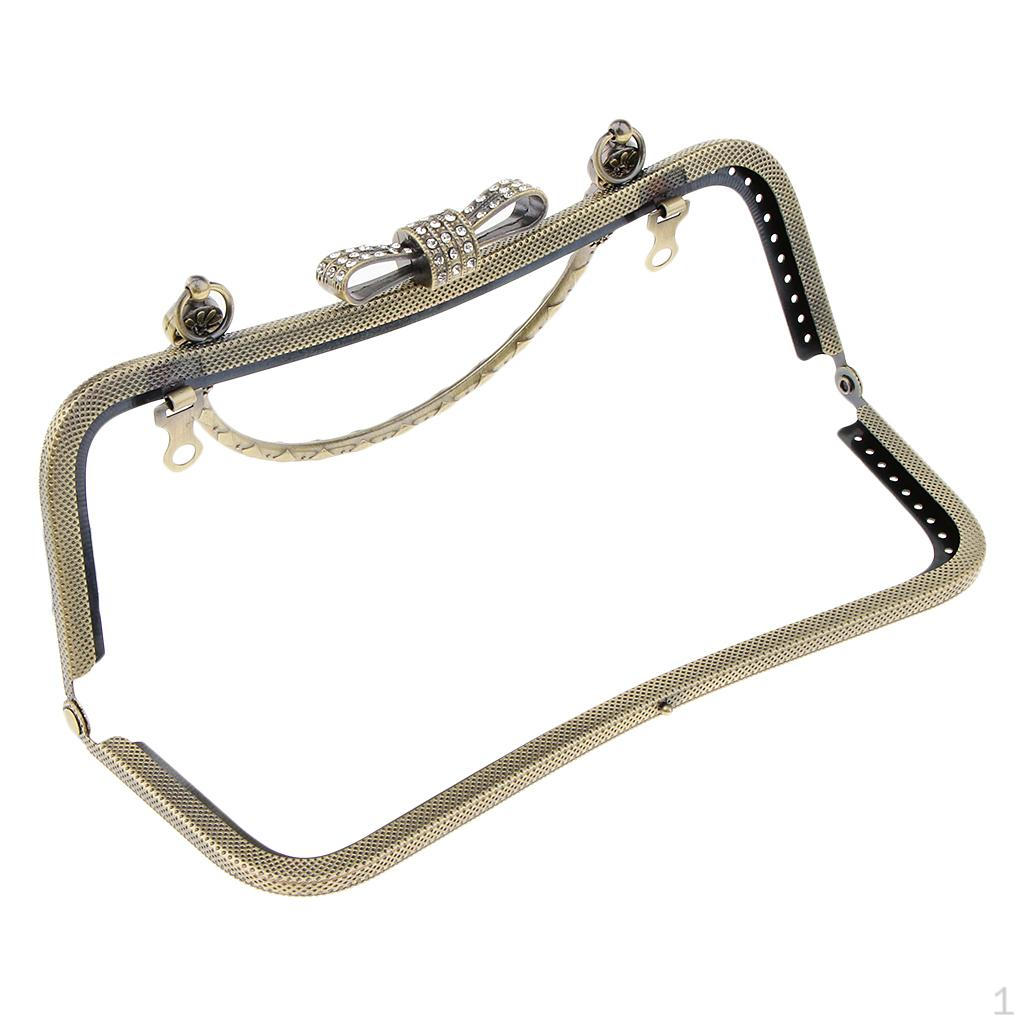 Rhinestone Sew Bag Evening Purse Metal Frames Clasps 20cm