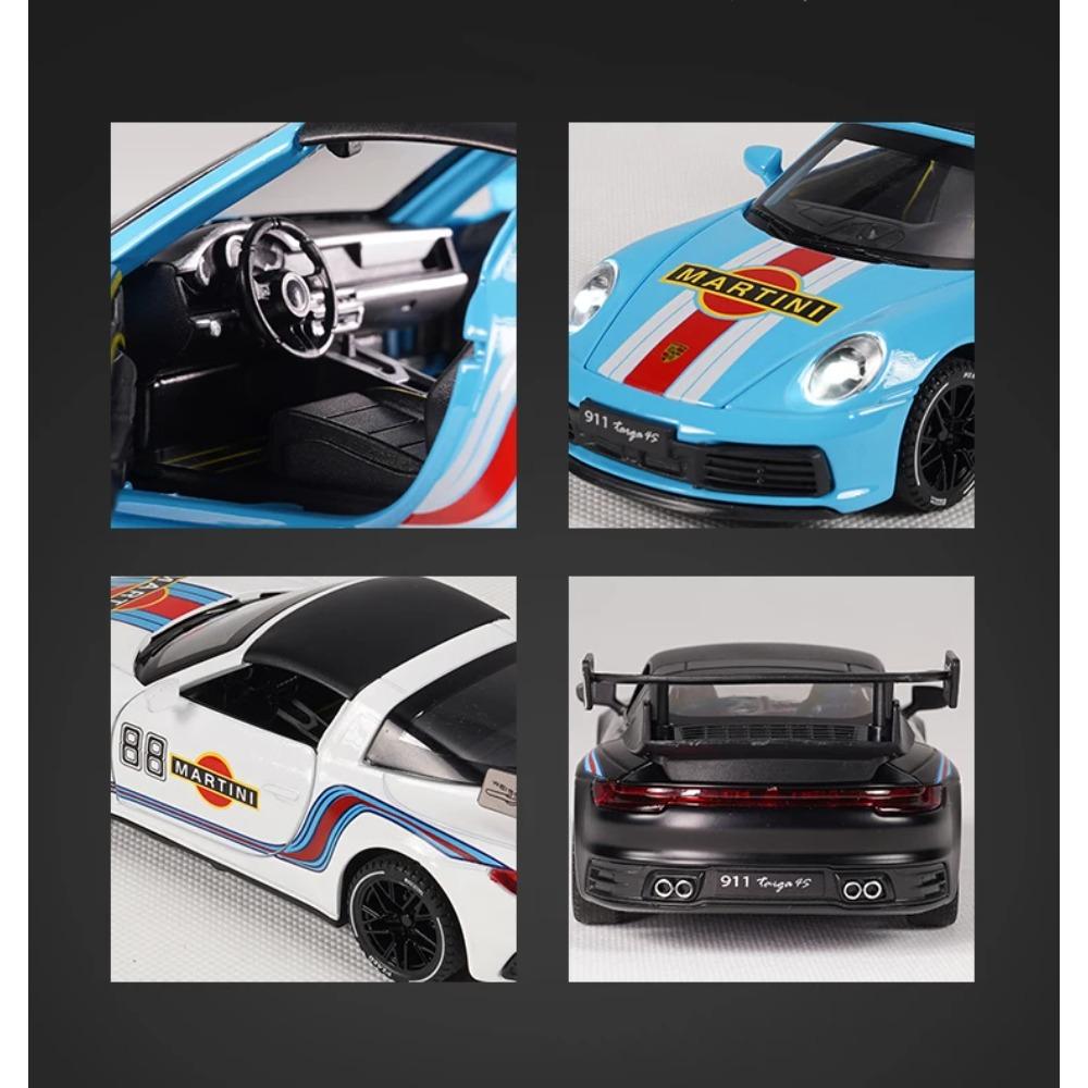 1/32 Porsche 911 Targa 4S Martini Racing Edition Спортивный автомобиль Сплав Литой Модель автомобиля Высокая симуляция Украшения Орнамент Подарок