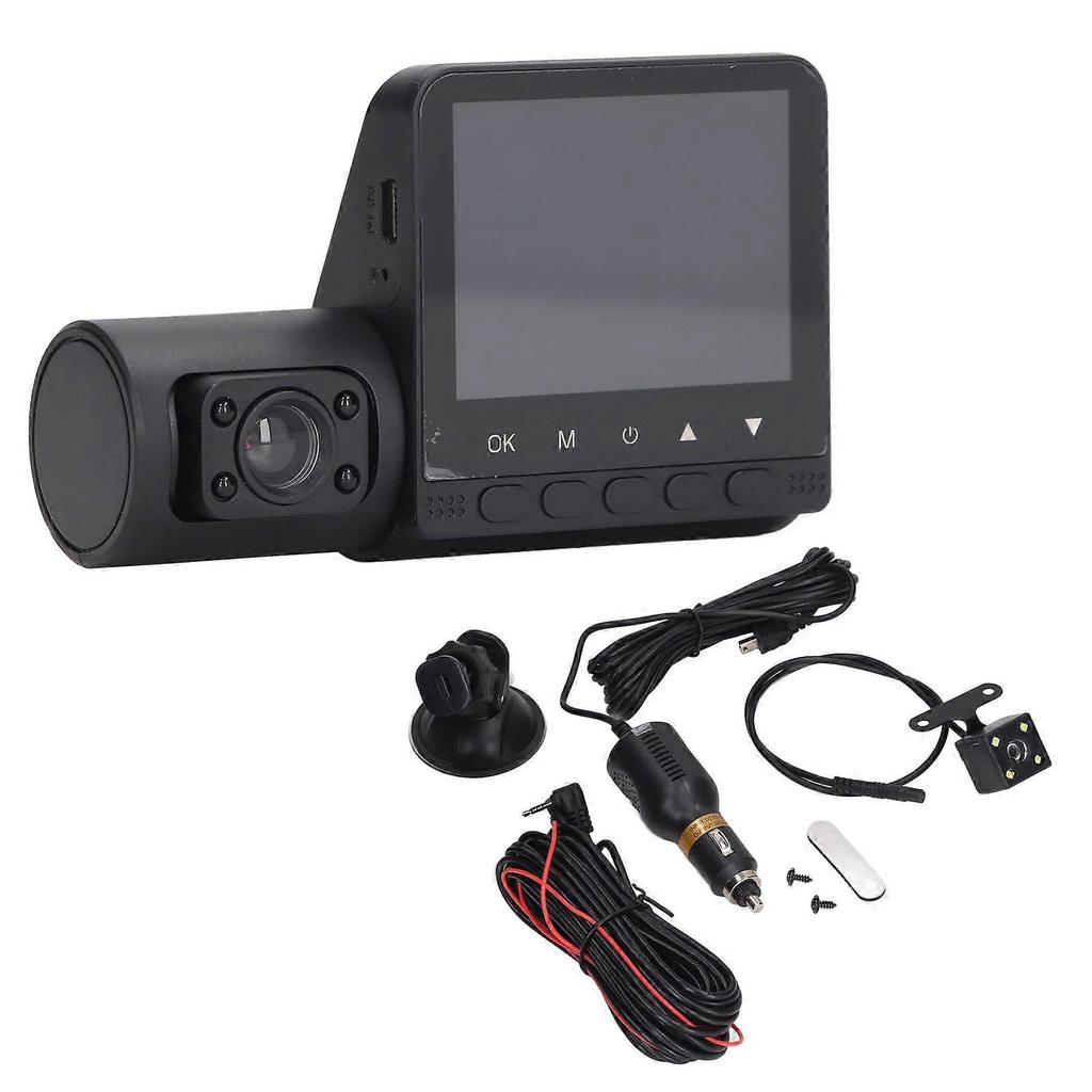 2.4 Inch Screen Dashcam 3 Way HD 1080P Three Lens Parking Monitoring Car DVR with Night View