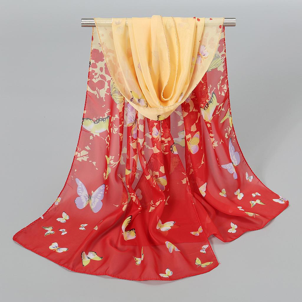 Китайский красный однотонный шифоновый маленький шелковый платок женский маленький подарок, тонкий большой красный подарок на День защиты детей