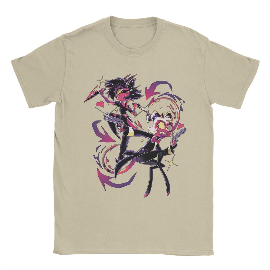 Мужская футболка Moxxie и Millie Hazbins Hotels Одежда из чистого хлопка Крутые футболки с коротким рукавом и круглым вырезом Уникальная футболка