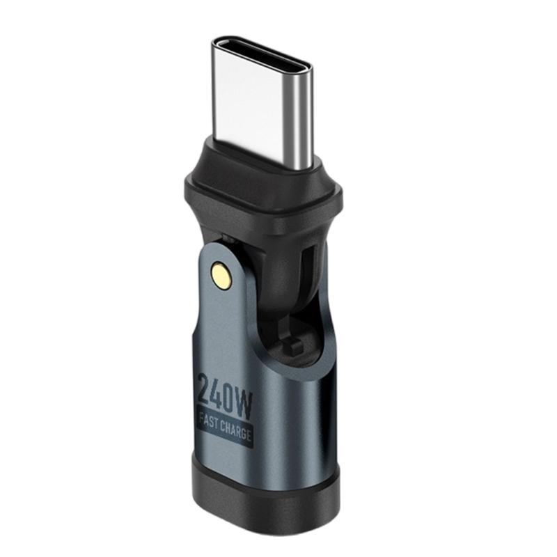 Поворотный на 180° USB C на USB C Адаптер PD 240 Вт Быстрая Зарядка 480 Мбит/с Совместимый Для Телефона Ноутбука Планшета Быстрая Зарядка Устройств