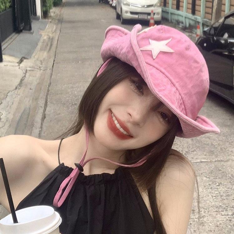 Розовая шляпа-ведро для женщин, летних девушек, ретро, походная шляпа, козырек, защита от солнца, кемпинг, альпинизм, ковбойская шляпа в стиле вестерн