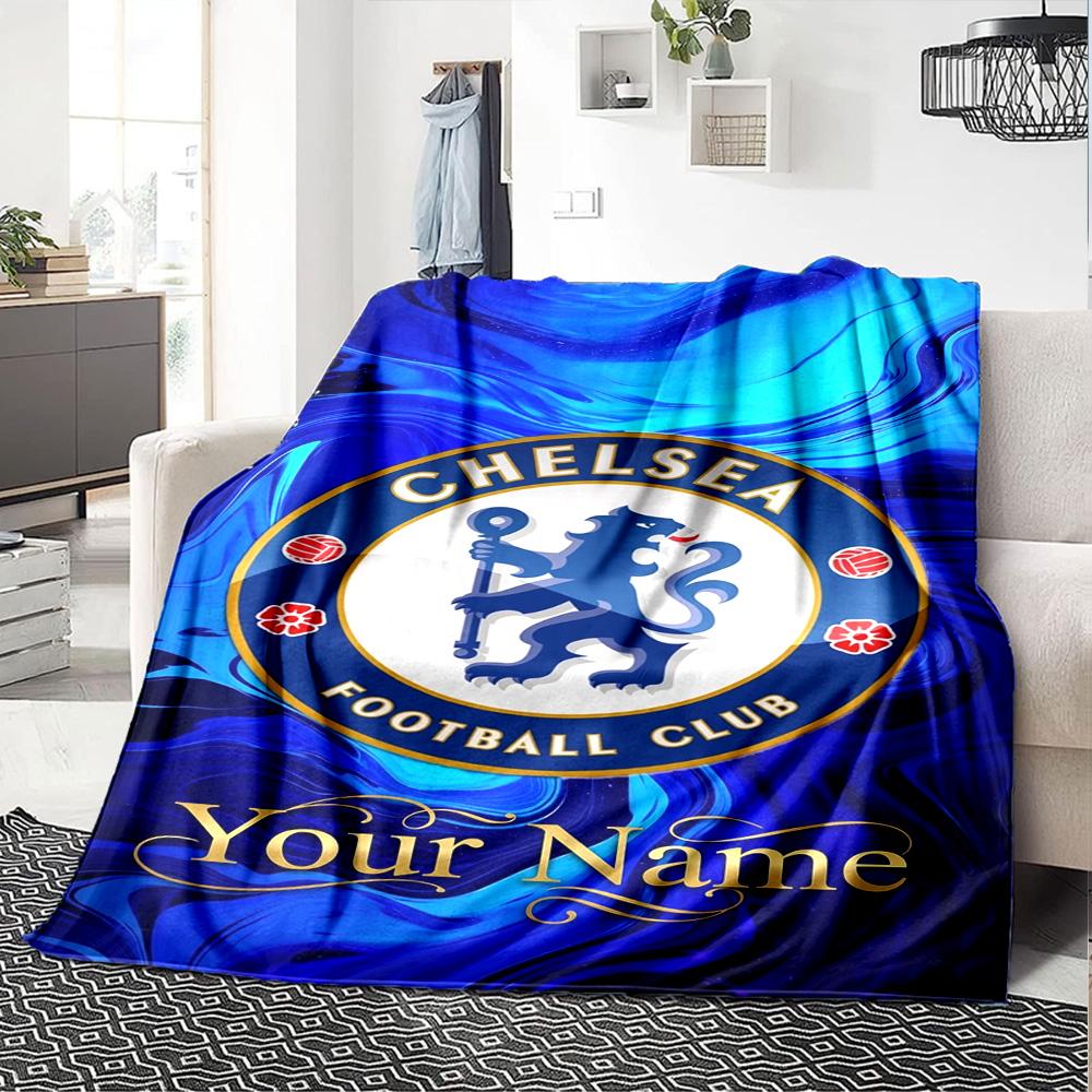 Chelsea Fc Football Player Customize Your Name Blanket Lightweight Customizable Blanket Soft Warm Cozy for Livingroom Office Seaside Bedding